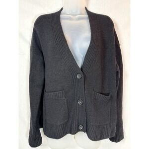J.Crew Womens M Black Merino Alpaca Blend Cardigan V Neck Button Front